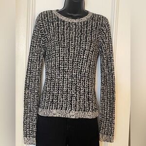Alice + Olivia Black and White Crew Neck Sweater